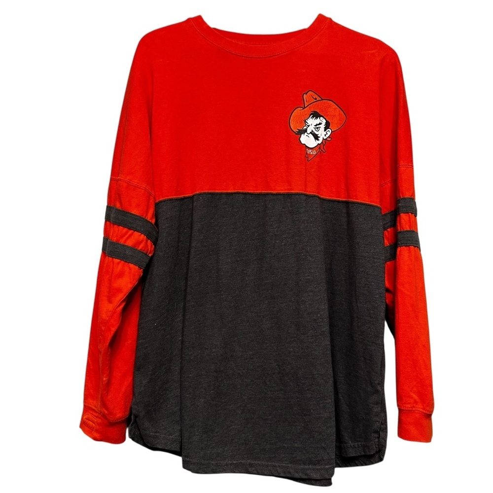 Pressbox Orange Gray Oklahoma State University Cowboys Oversized Shirt Small